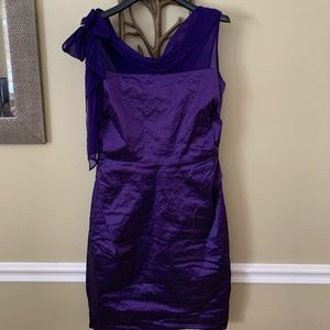 Sara Campbell Purple with Bow on Shoulder Dress